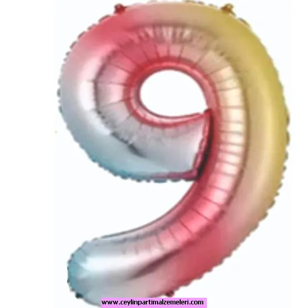 9 Rakam Renkli Folyo Balon